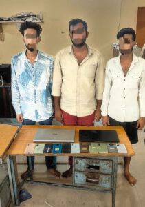 Police arrested 3 bookies from a flat on Bholaram Marg.