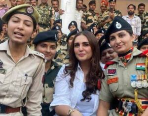 Actress Huma Qureshi met Border Security Force jawans deployed in Jammu